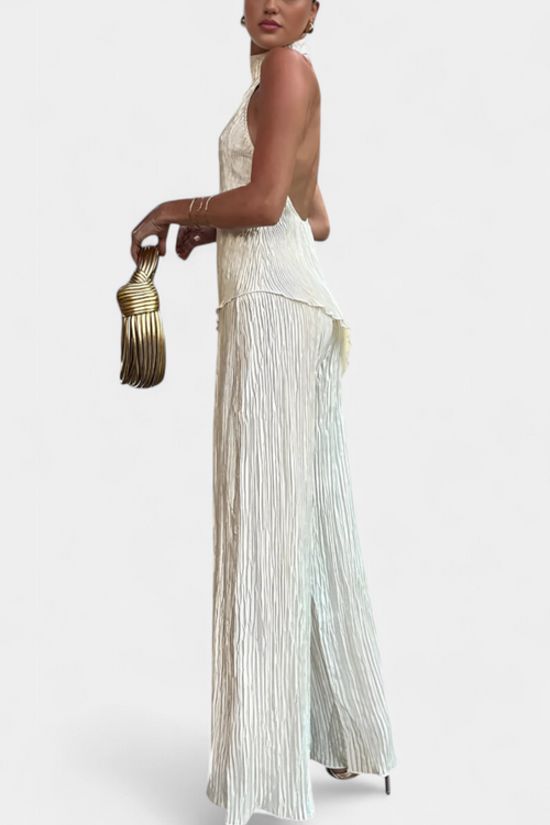 Asymmetric Pleated Wide-Leg Set — product view 2