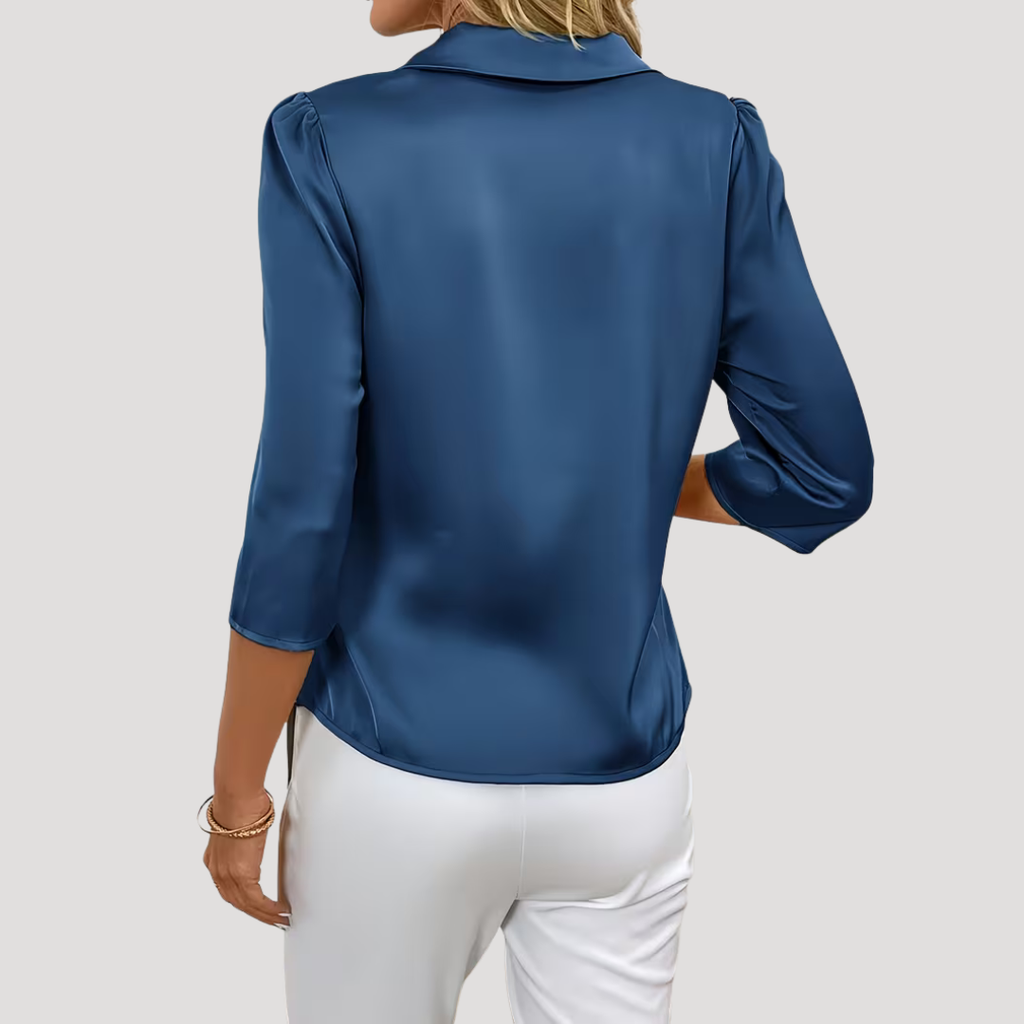 Women’s Elegant Satin Wrap Tie Blouse
