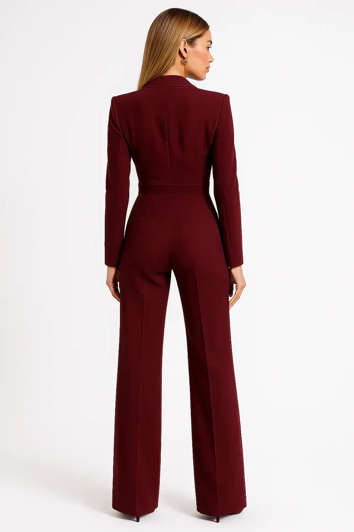 ZAAN Original | Luxe Blazer Jumpsuit with V-Neck and Wide-leg Fit