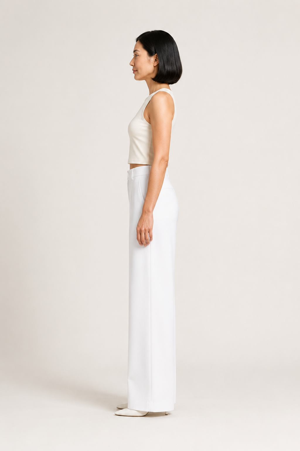 White wide-leg trousers side view