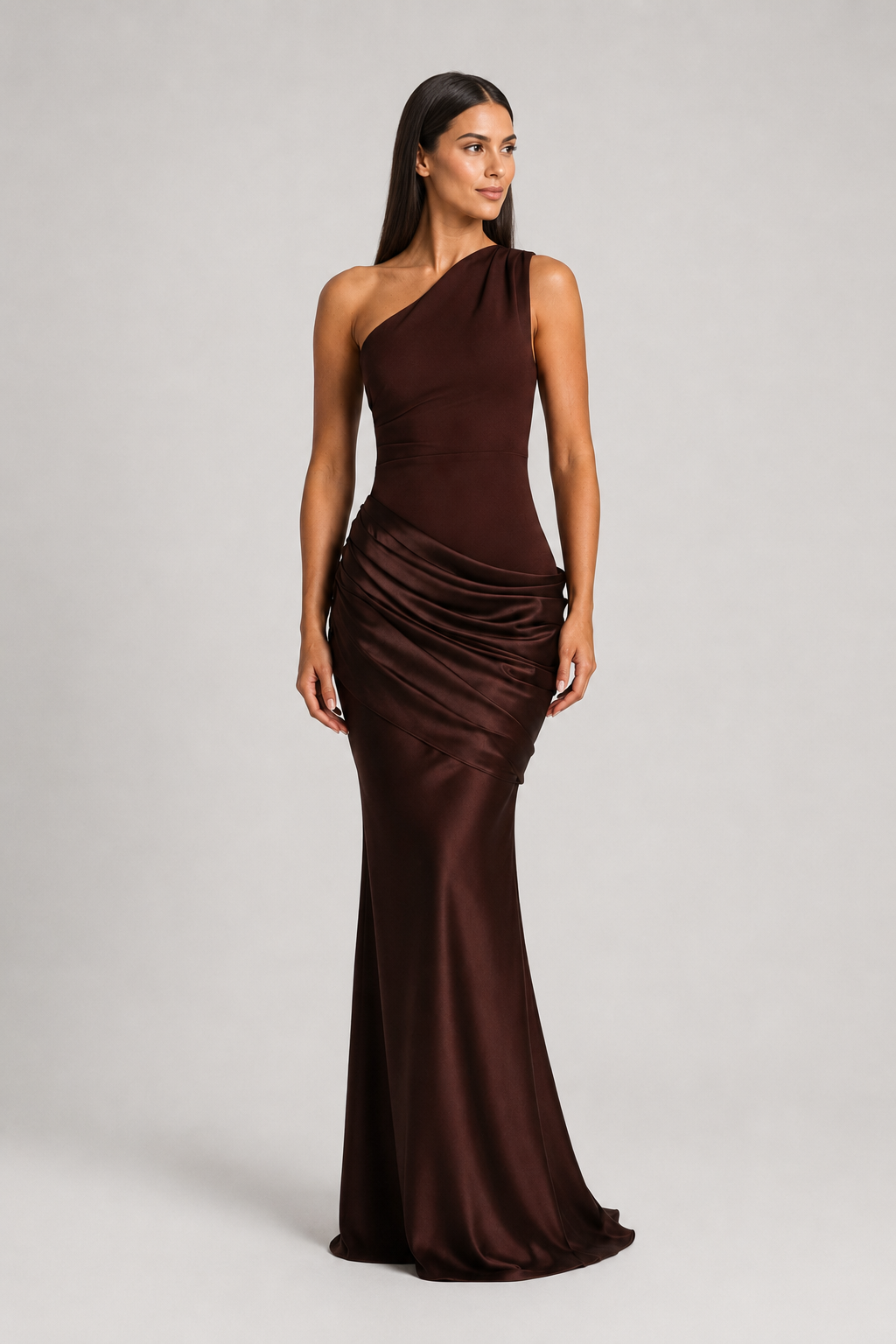 One-Shoulder Ruched Maxi Dress