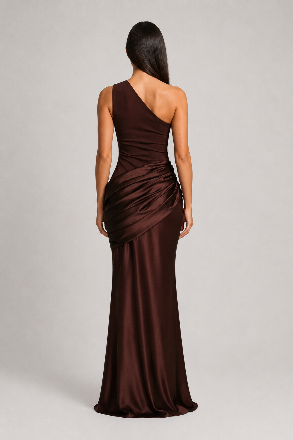 One-Shoulder Ruched Maxi Dress