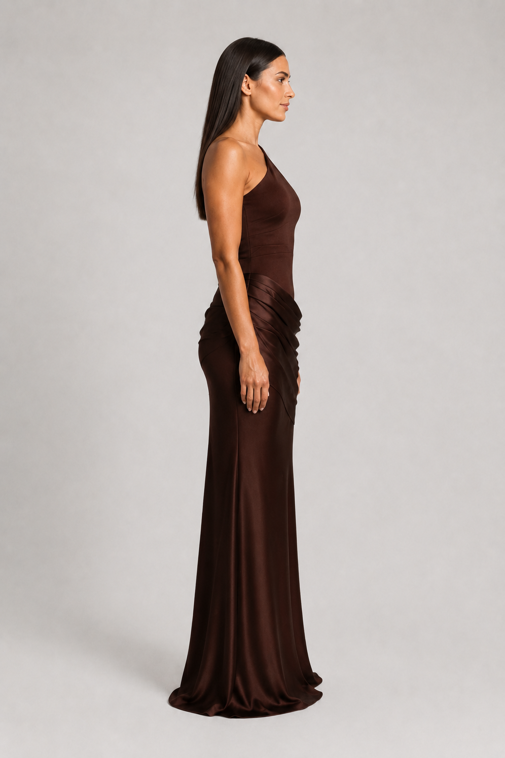 One-Shoulder Ruched Maxi Dress