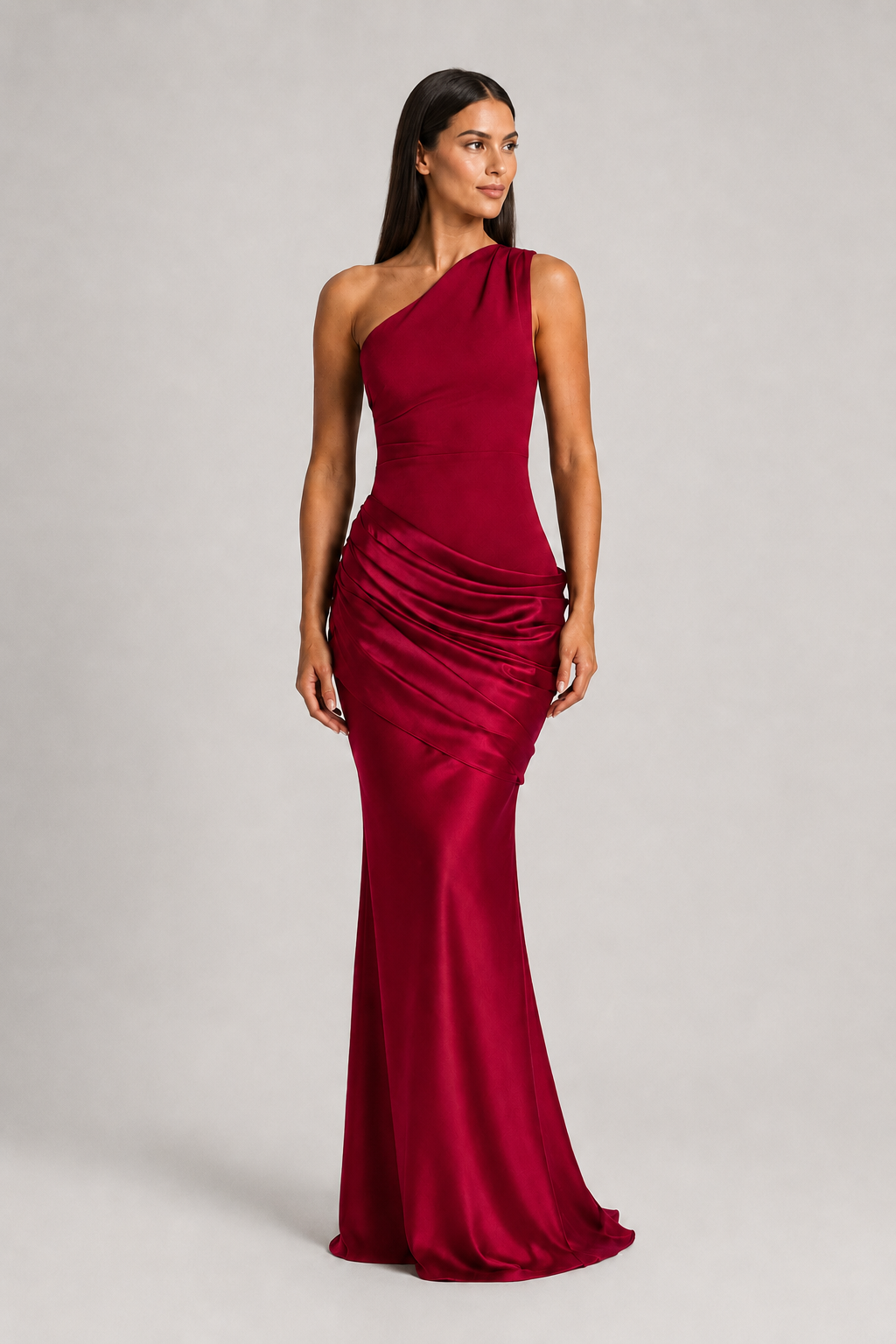 One-Shoulder Ruched Maxi Dress