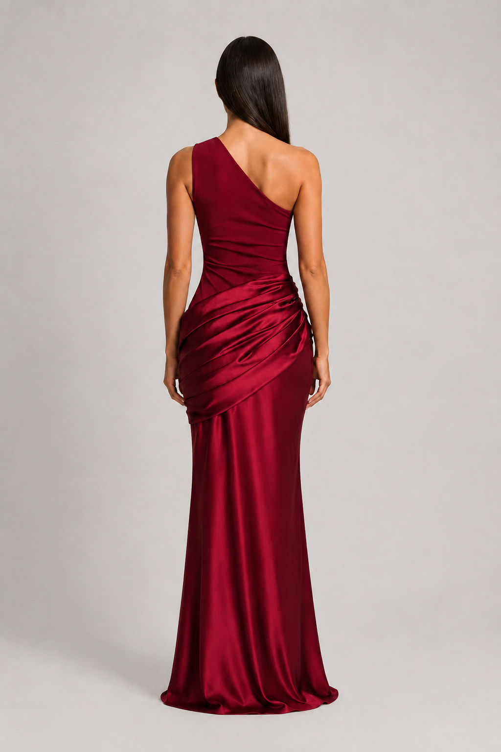 One-Shoulder Ruched Maxi Dress