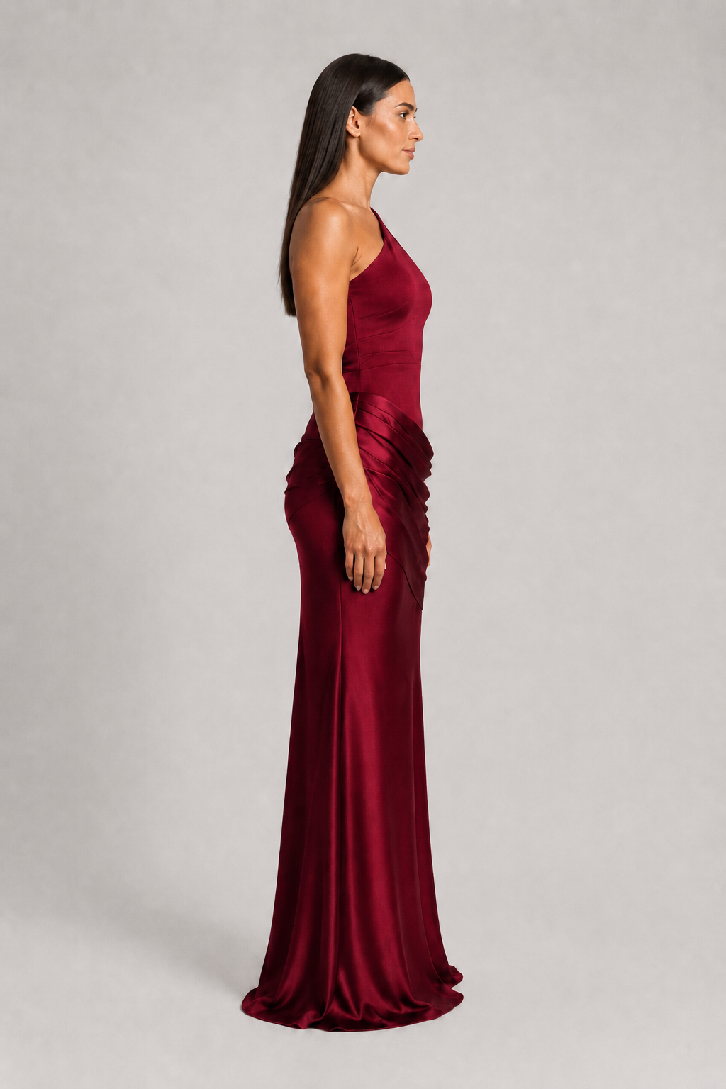 One-Shoulder Ruched Maxi Dress