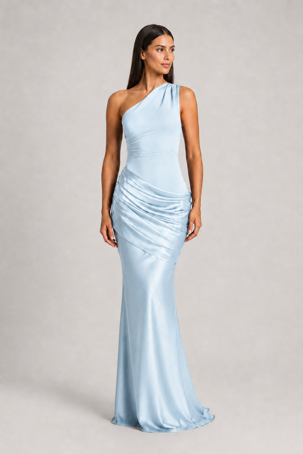 One-Shoulder Ruched Maxi Dress