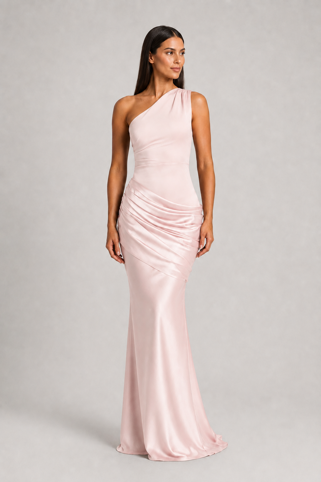 One-Shoulder Ruched Maxi Dress