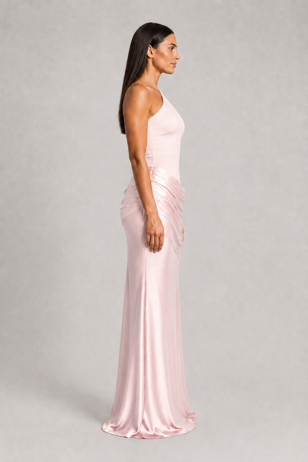 One-Shoulder Ruched Maxi Dress