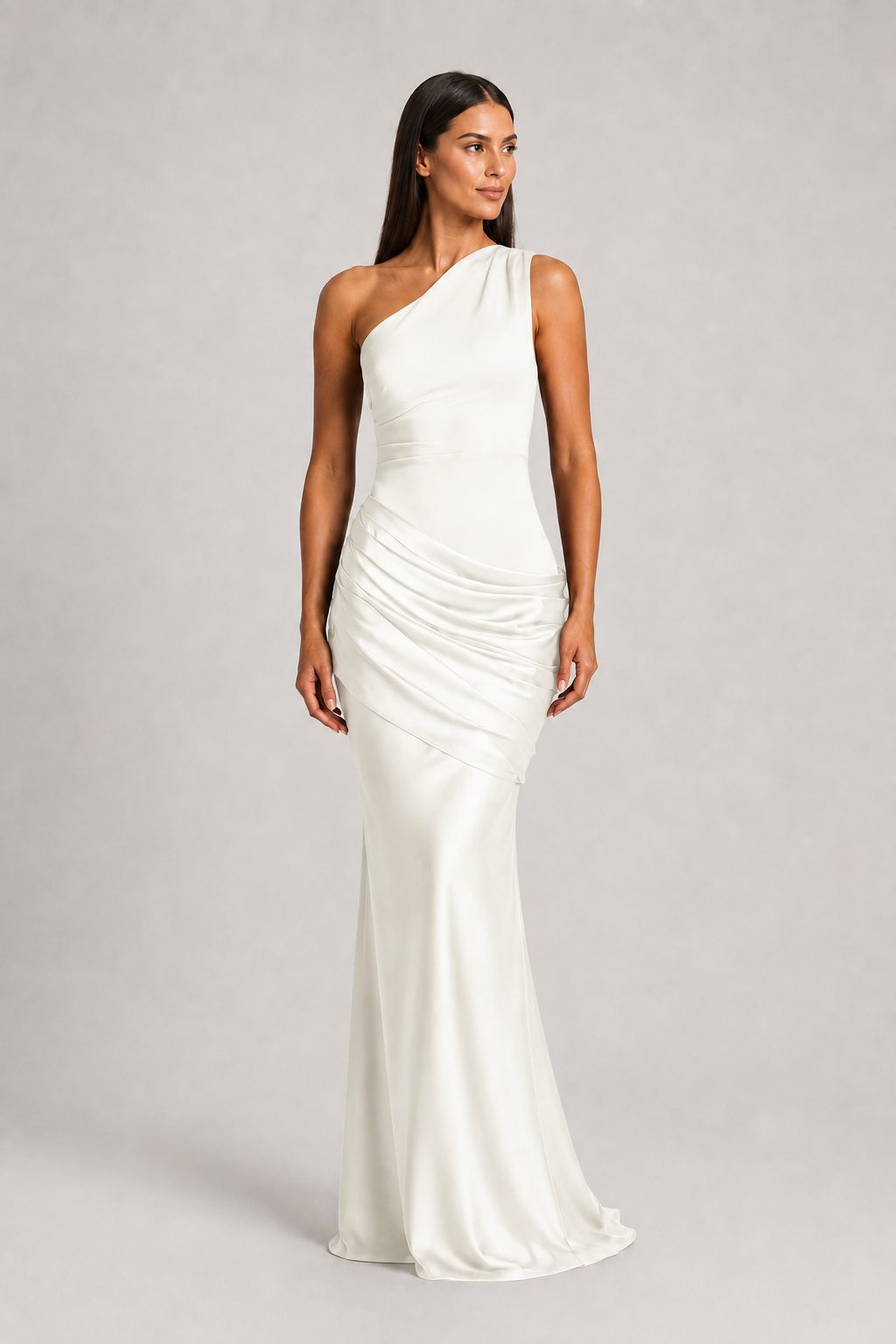 One-Shoulder Ruched Maxi Dress