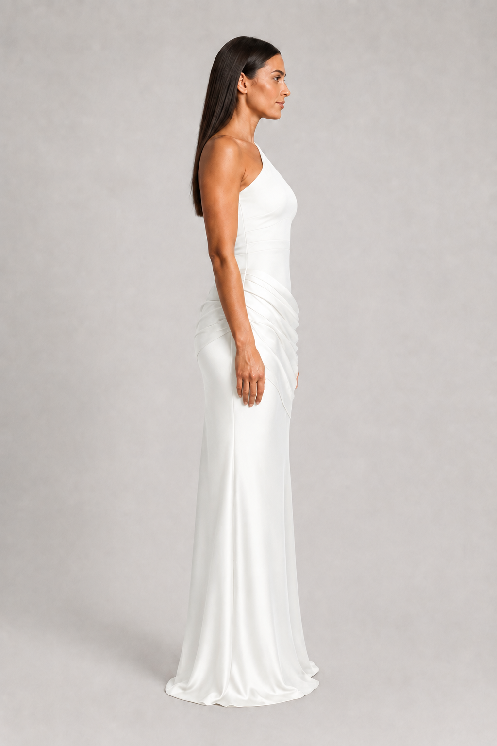 One-Shoulder Ruched Maxi Dress