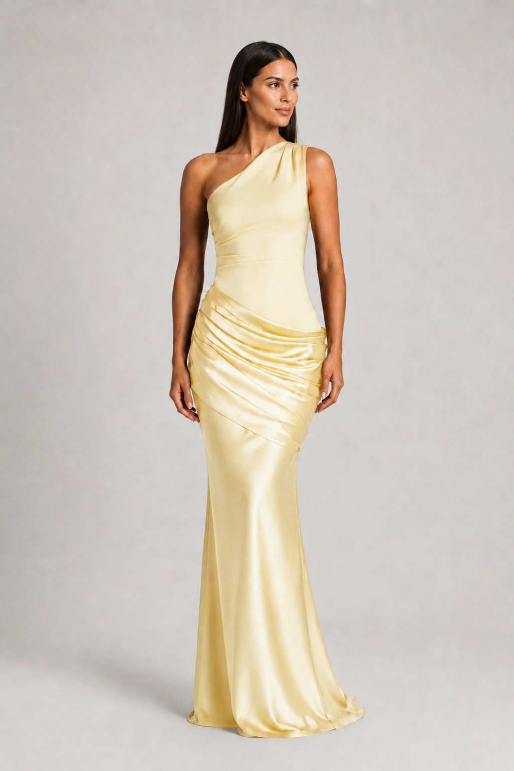 One-Shoulder Ruched Maxi Dress