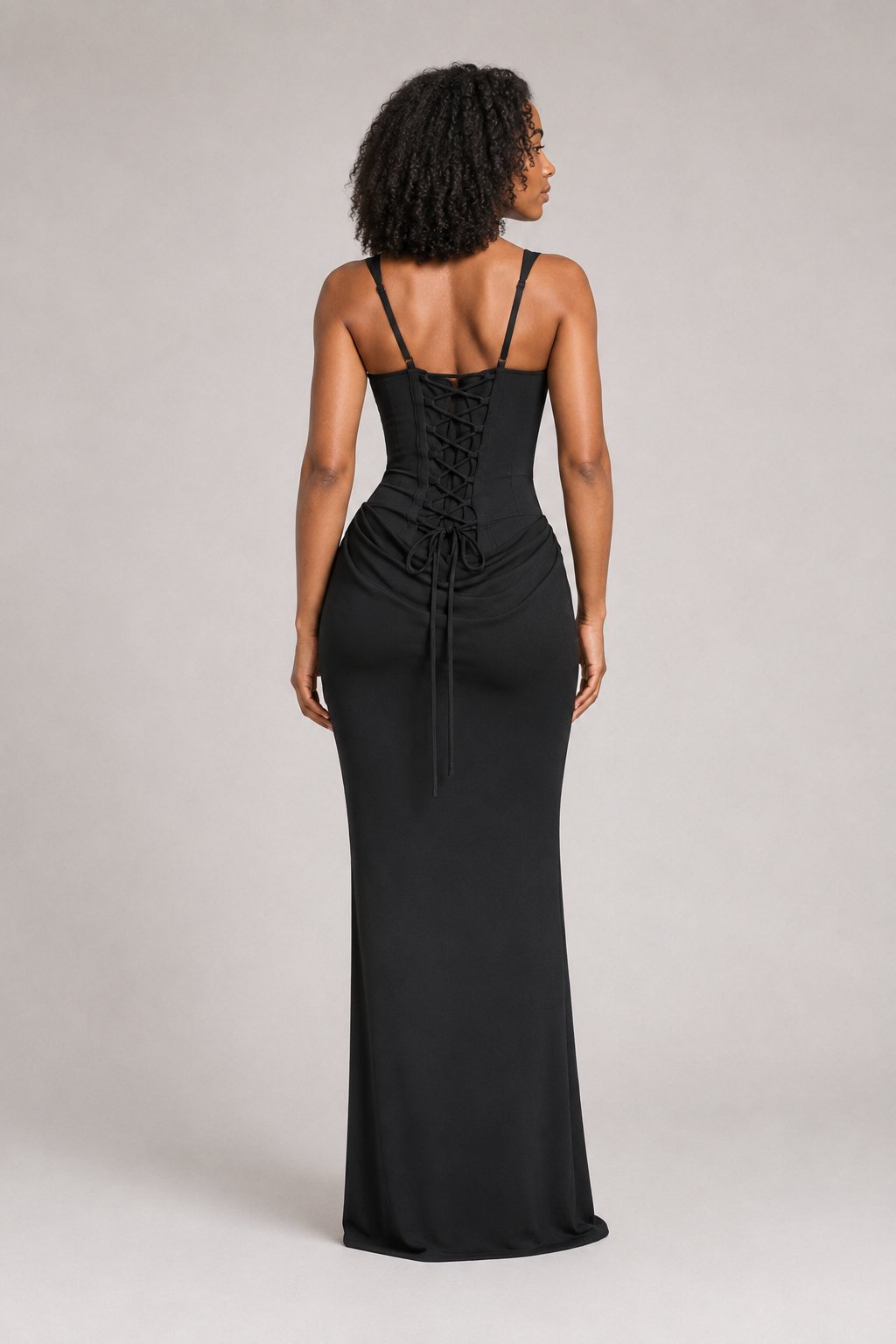 Square-Neck Draped Maxi Dress