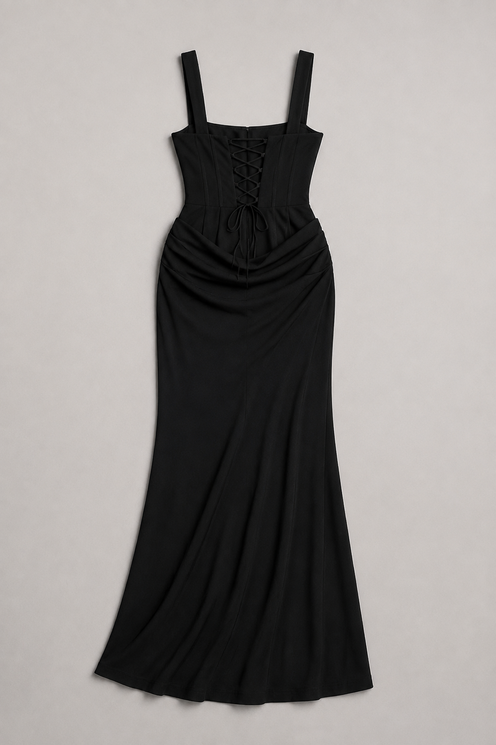 Square-Neck Draped Maxi Dress