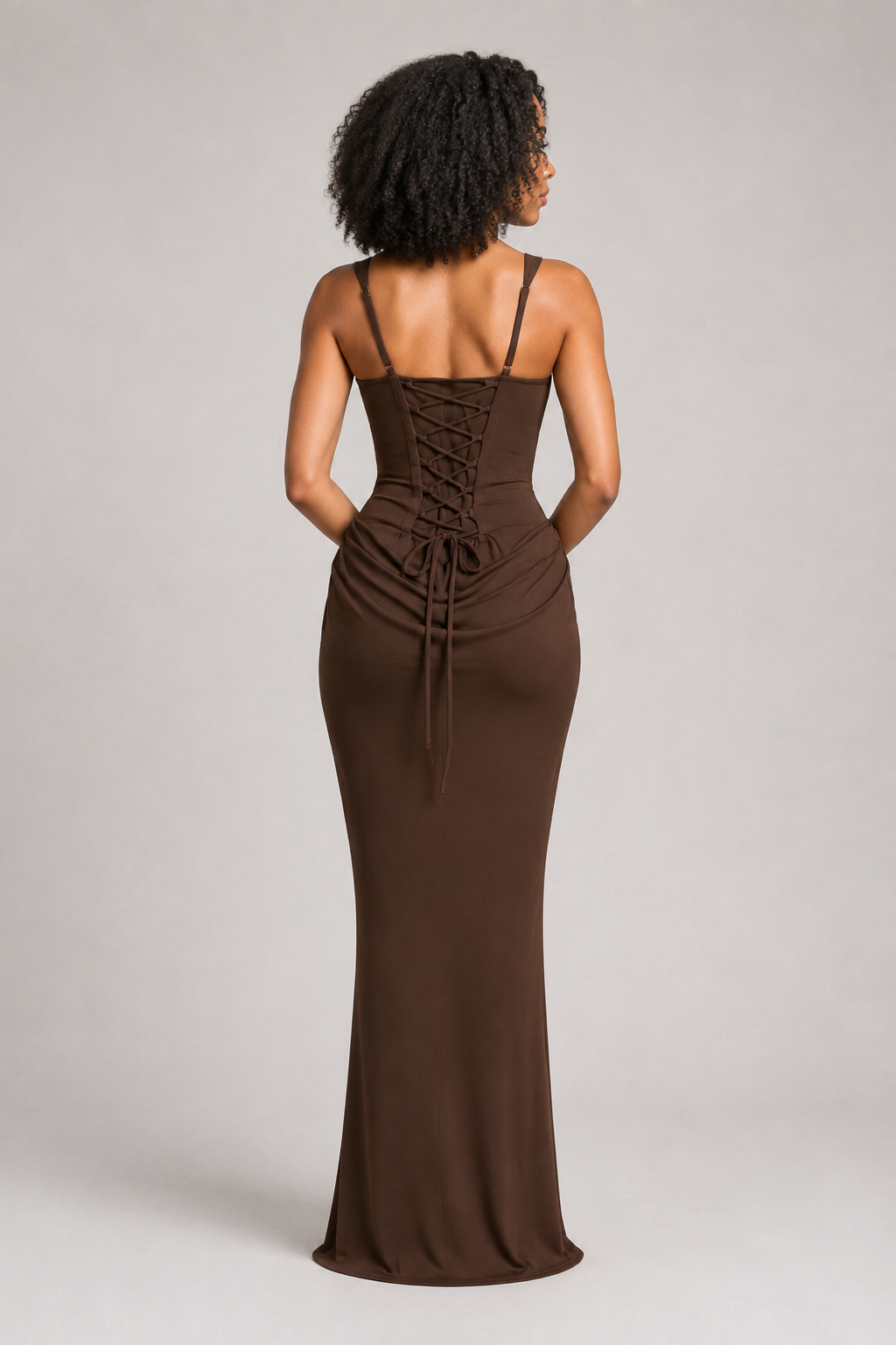 Square-Neck Draped Maxi Dress