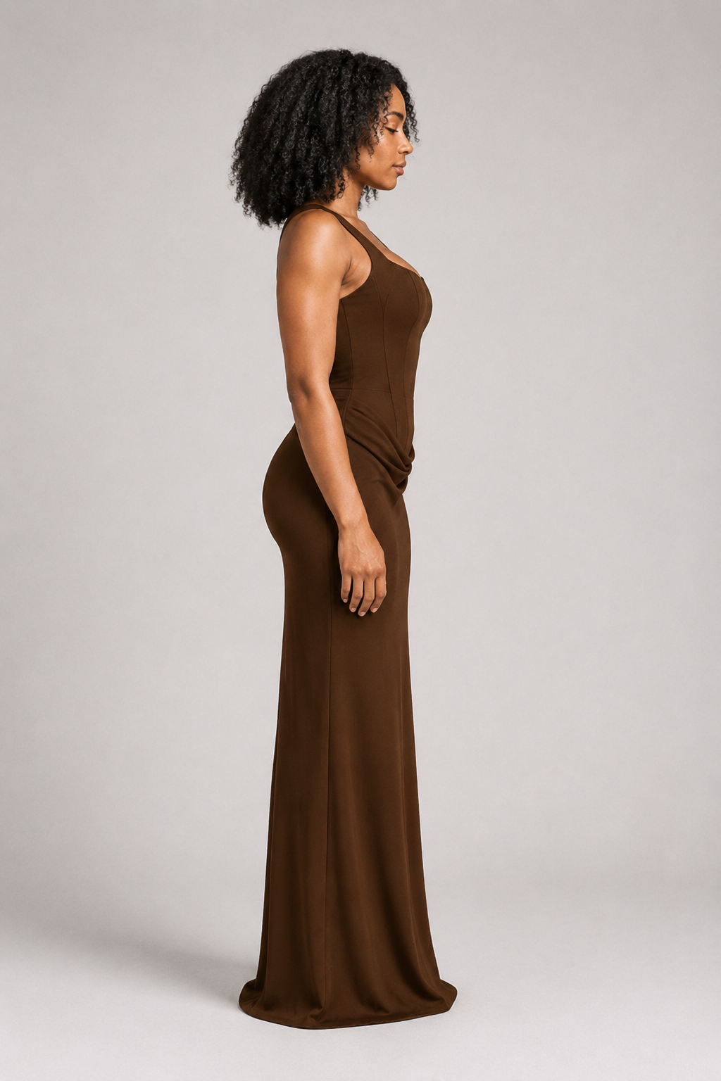 Square-Neck Draped Maxi Dress