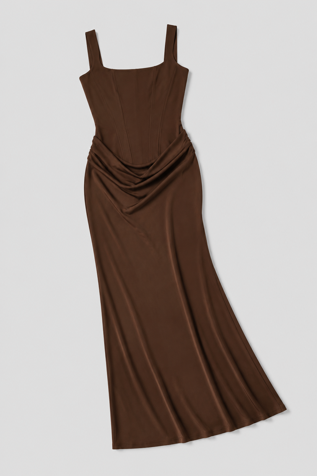 Square-Neck Draped Maxi Dress