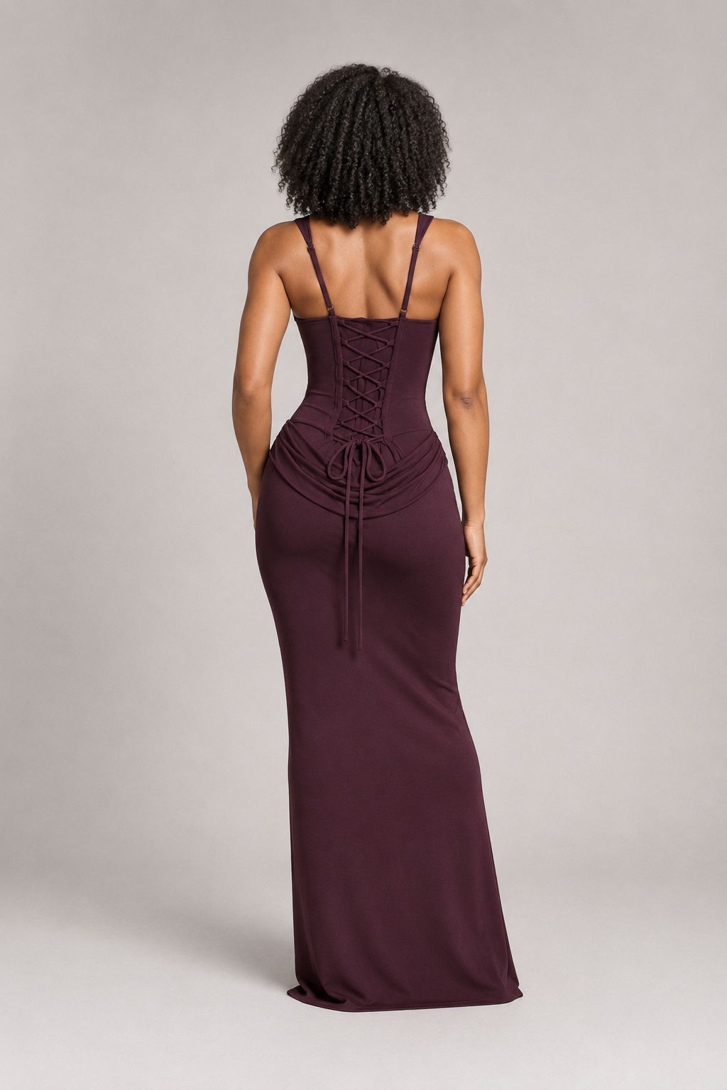 Square-Neck Draped Maxi Dress