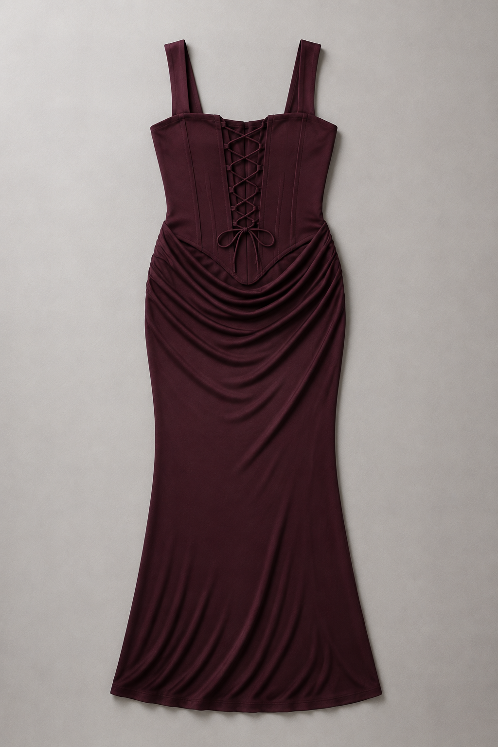 Square-Neck Draped Maxi Dress