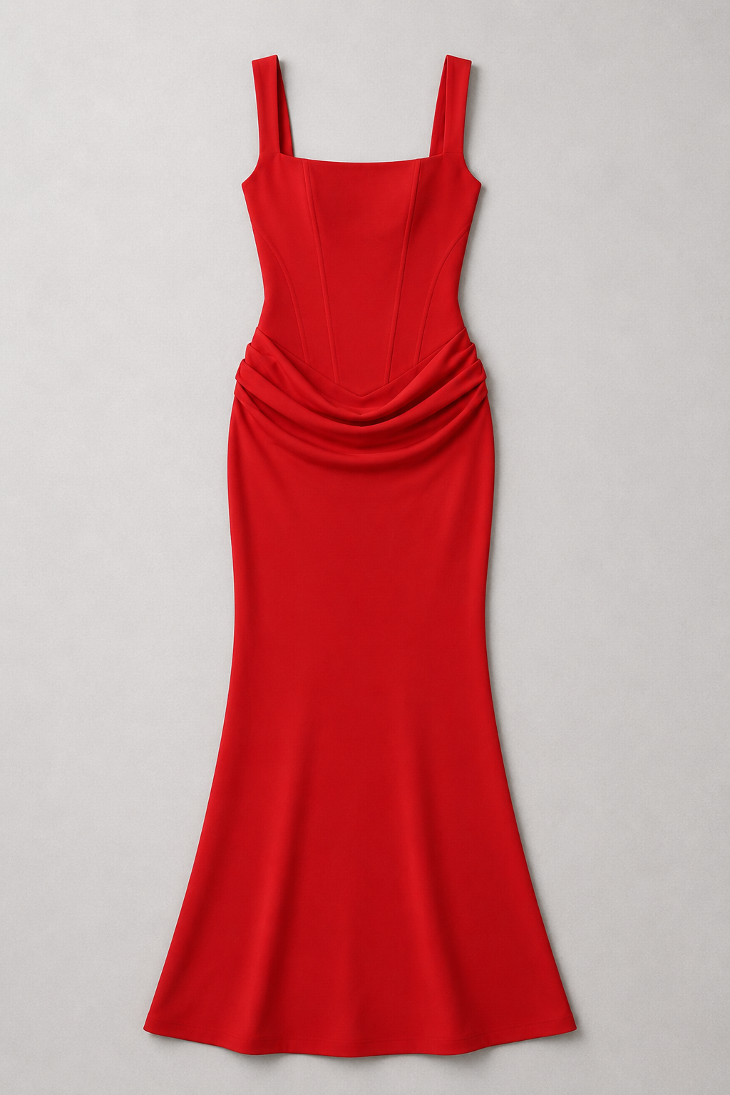 Square-Neck Draped Maxi Dress