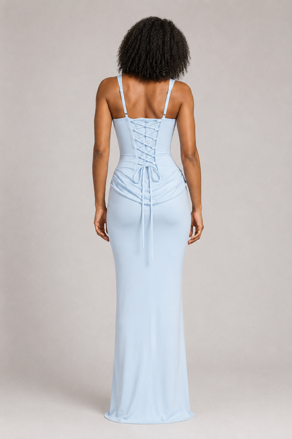 Square-Neck Draped Maxi Dress