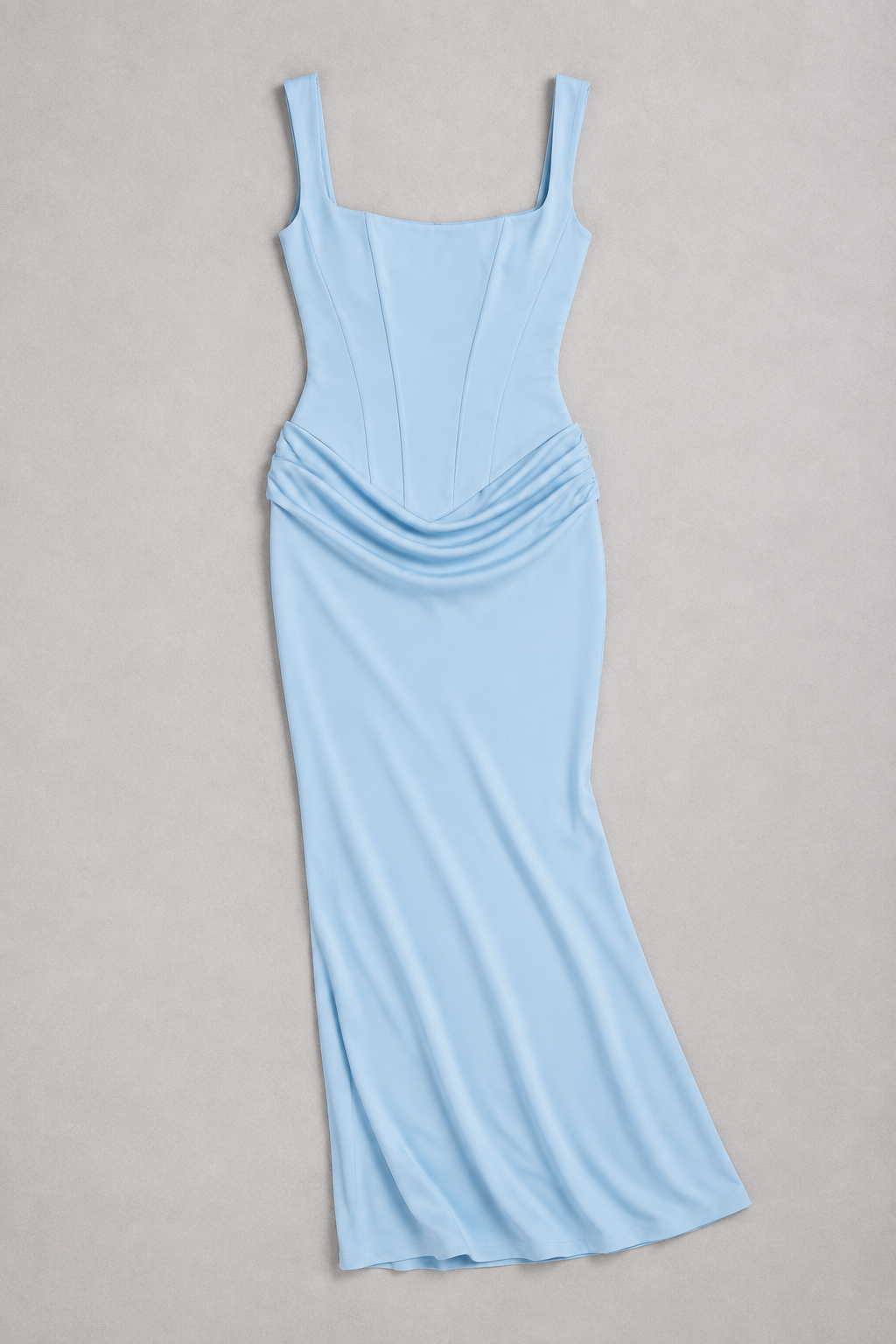 Square-Neck Draped Maxi Dress