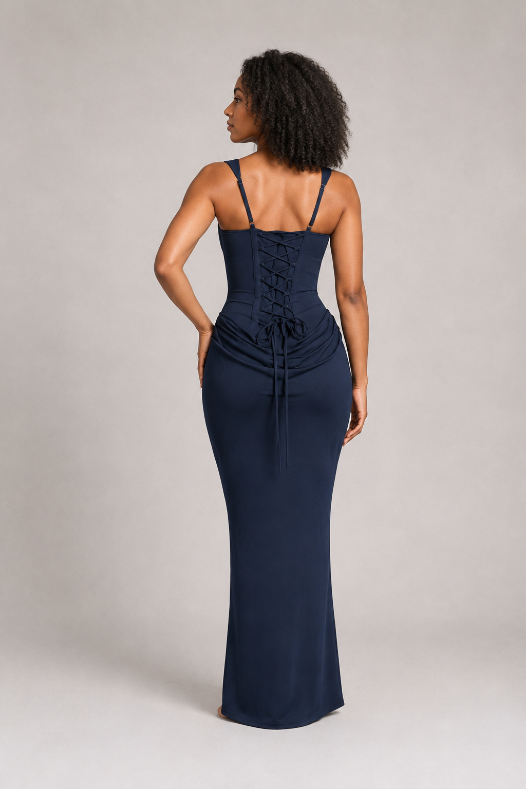 Square-Neck Draped Maxi Dress