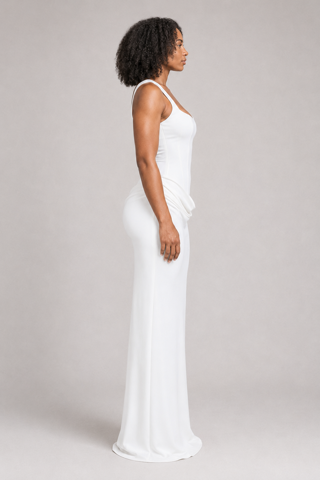 Square-Neck Draped Maxi Dress