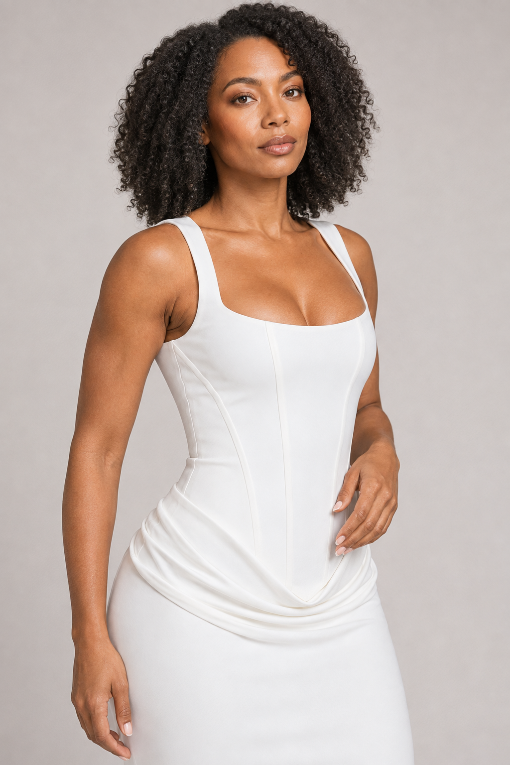 Square-Neck Draped Maxi Dress
