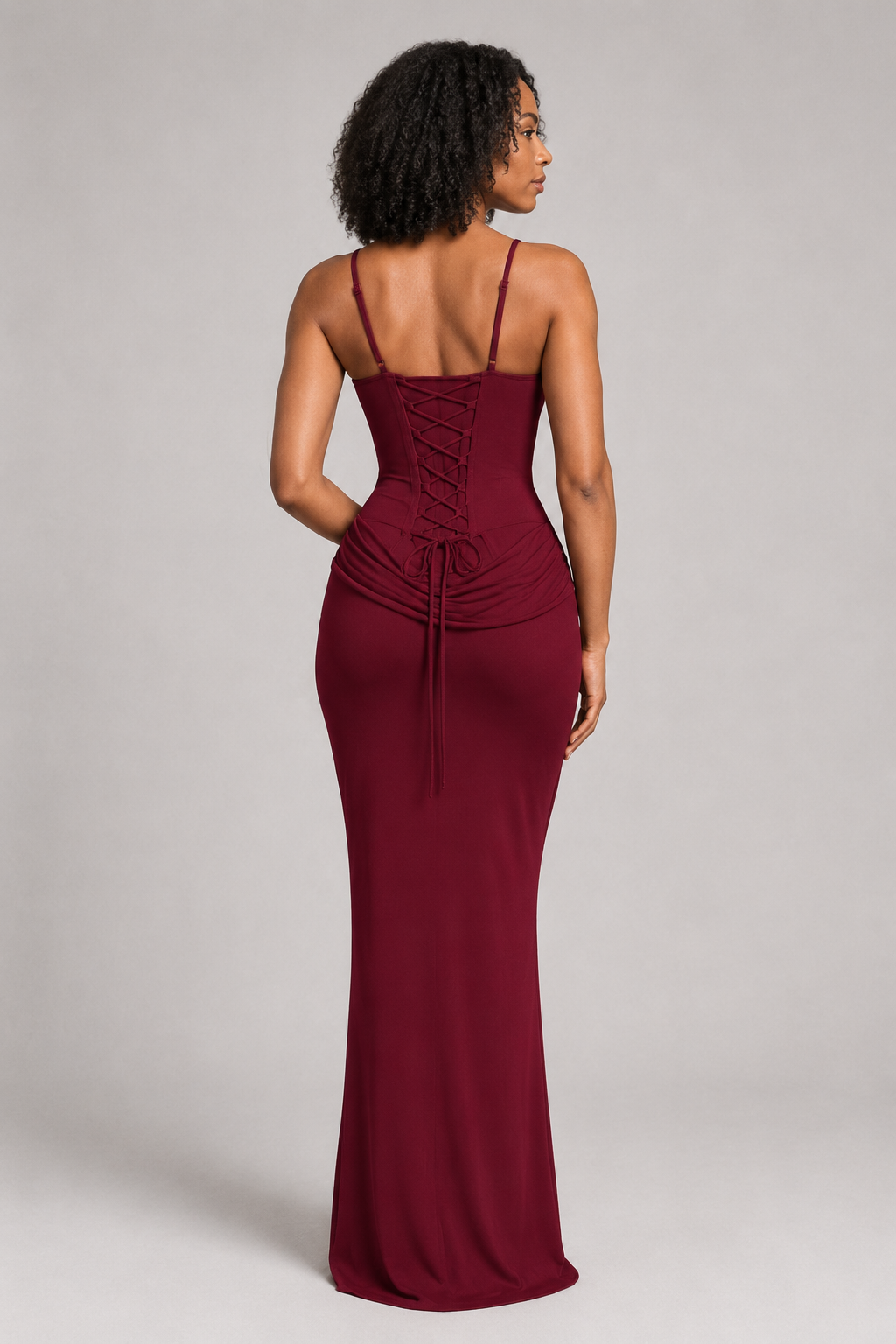 Square-Neck Draped Maxi Dress
