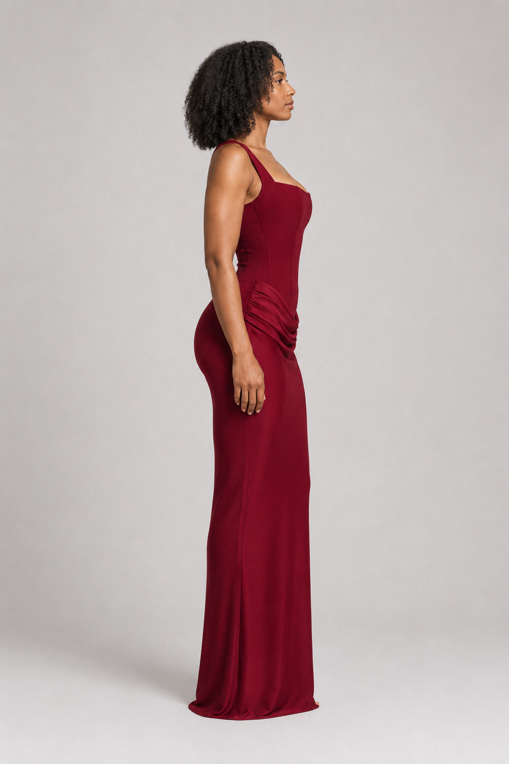 Square-Neck Draped Maxi Dress