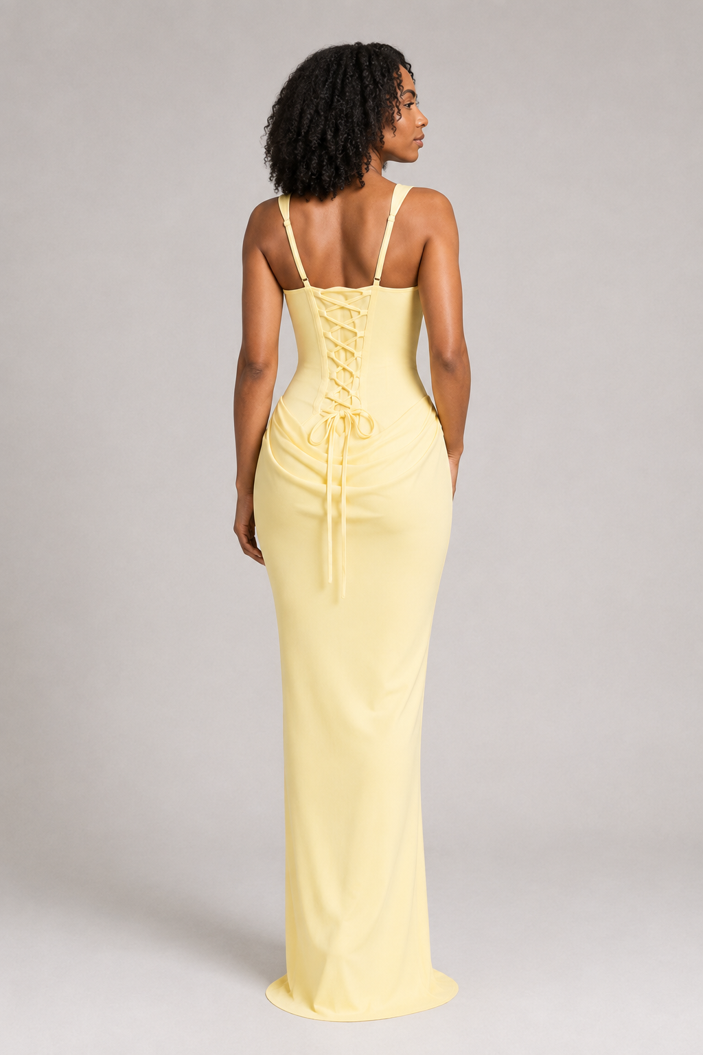 Square-Neck Draped Maxi Dress