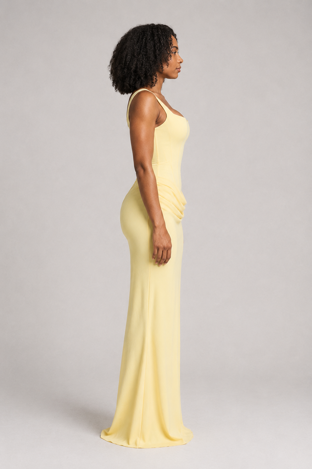 Square-Neck Draped Maxi Dress