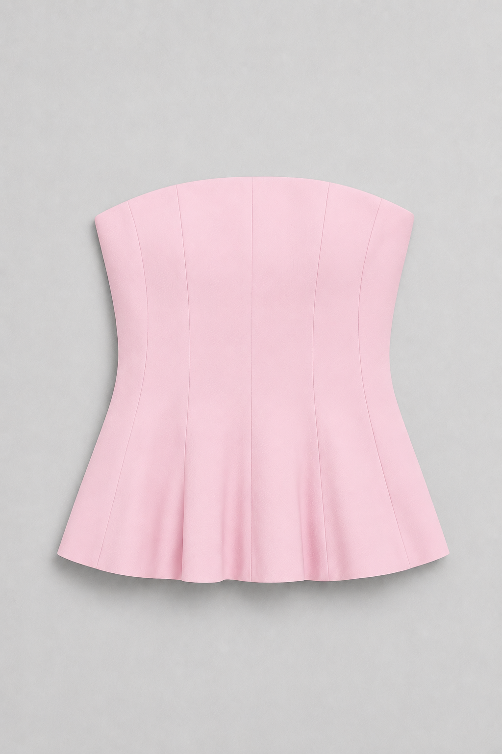 Strapless Corset Top with Flared Hem in Lotus, flat lay