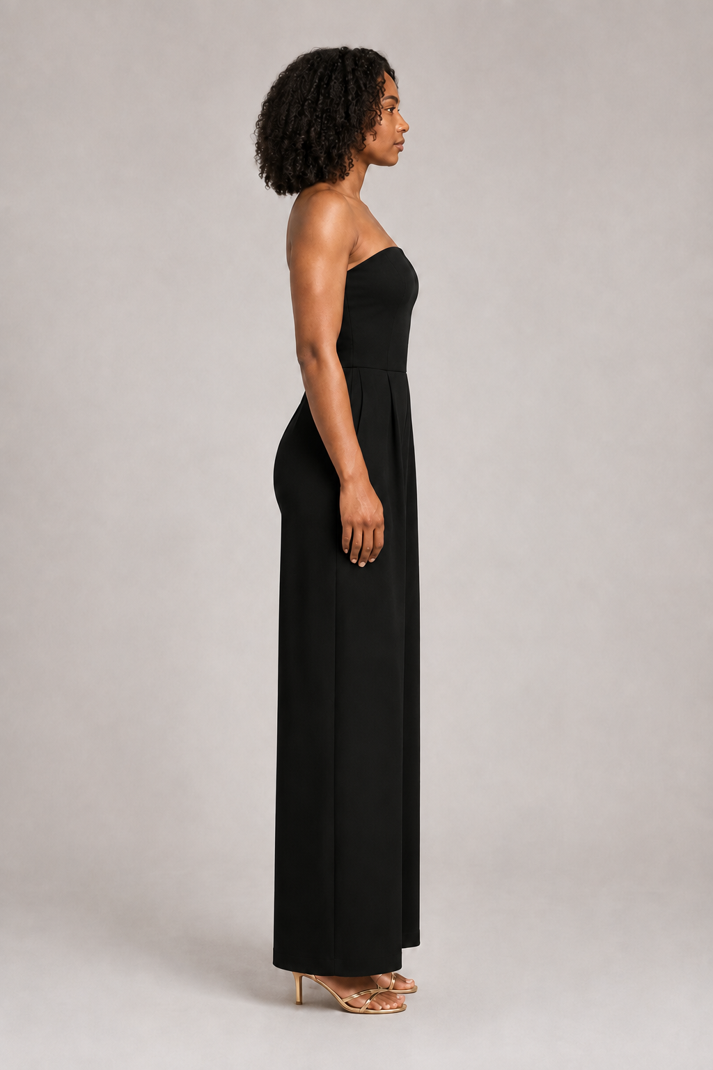 Strapless Wide-Leg Jumpsuit in Black, side view