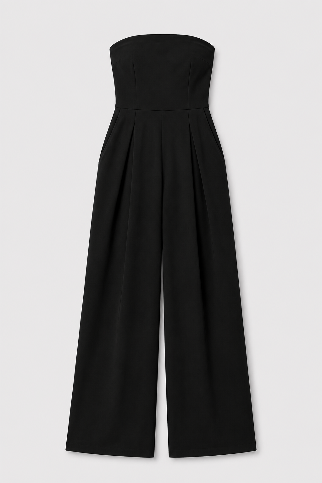 Strapless Wide-Leg Jumpsuit in Black, flat lay