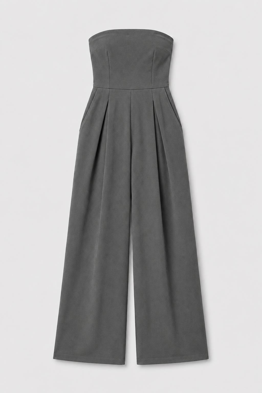 Strapless Wide-Leg Jumpsuit in Gray, flat lay