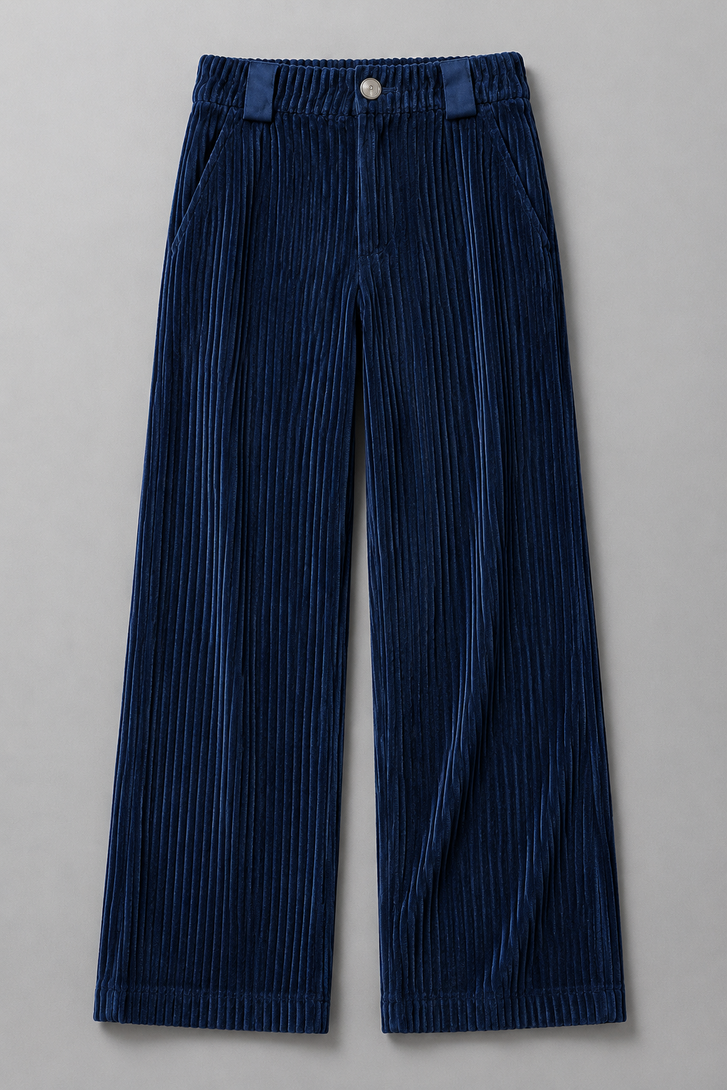 Textured Wide-Leg Trousers in Blue, flat lay