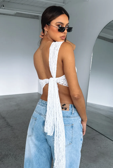 Women's One Shoulder Asymmetrical Lace Going Out Top