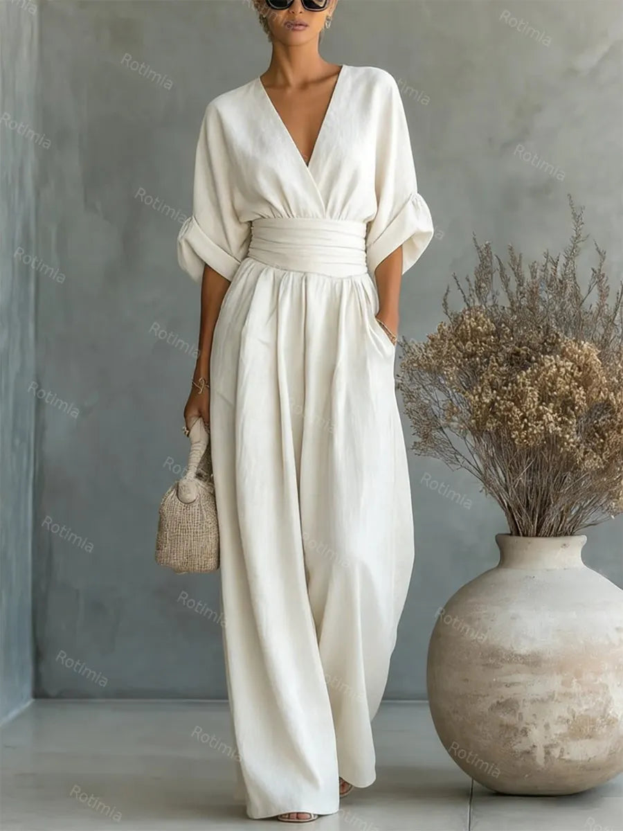 Modieuze jumpsuit met V-hals