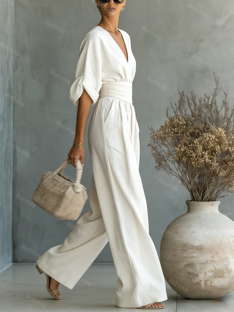 Modieuze jumpsuit met V-hals